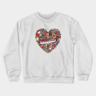 Piano Heart Musical Instrument Crewneck Sweatshirt